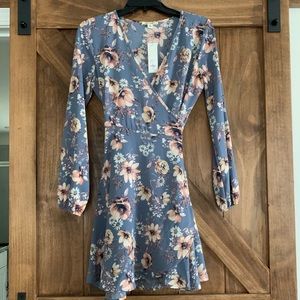 Periwinkle XS Floral Wrap Dress